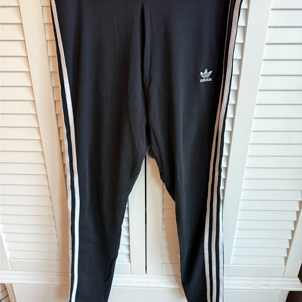 Adidas Black leggings with White Stripes